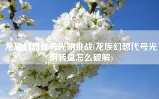 龙族幻想代号光明挑战(龙族幻想代号光明转盘怎么破解)