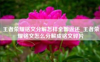 王者荣耀铭文分解怎样全部返还_王者荣耀铭文怎么分解成铭文碎片