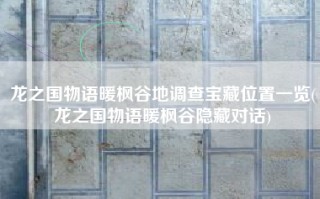 龙之国物语暖枫谷地调查宝藏位置一览(龙之国物语暖枫谷隐藏对话)