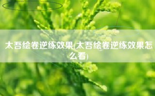 太吾绘卷逆练效果(太吾绘卷逆练效果怎么看)
