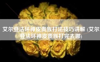 艾尔登法环神皮贵族打法技巧讲解 (艾尔登法环神皮贵族打完去哪)