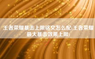王者荣耀暴击上限铭文怎么配(王者荣耀最大暴击效果上限)