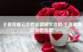 王者荣耀云中君出装铭文攻略(王者荣耀云中君出装)