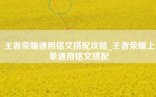 王者荣耀通用铭文搭配攻略_王者荣耀上单通用铭文搭配