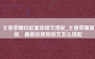 王者荣耀白起夏侯铭文搭配_王者荣耀夏侯惇最新出装和铭文怎么搭配