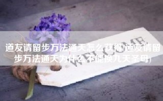 道友请留步万法通天怎么获得(道友请留步万法通天为什么不能换九天圣母)