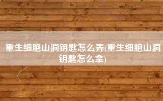 重生细胞山洞钥匙怎么弄(重生细胞山洞钥匙怎么拿)
