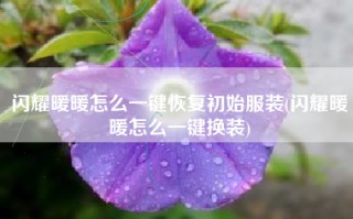 闪耀暖暖怎么一键恢复初始服装(闪耀暖暖怎么一键换装)