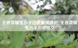 王者荣耀鬼谷子铭文最强搭配_王者荣耀鬼谷子出装铭文