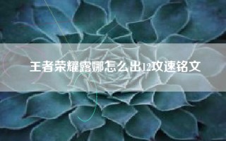 王者荣耀露娜怎么出12攻速铭文
