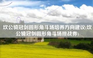 坎公骑冠剑圆形角斗场培养方向建议(坎公骑冠剑圆形角斗场挑战券)