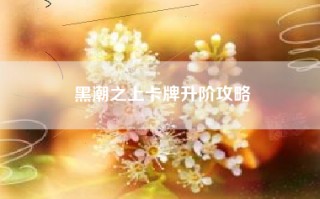 黑潮之上卡牌升阶攻略