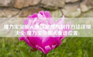 魔力宝贝旅人食谱配方与制作方法详细大全(魔力宝贝旅人食谱位置)