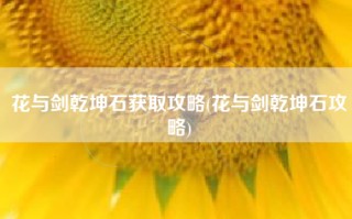 花与剑乾坤石获取攻略(花与剑乾坤石攻略)