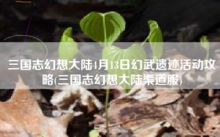三国志幻想大陆4月13日幻武遗迹活动攻略(三国志幻想大陆渠道服)