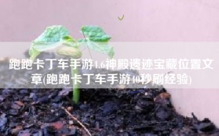 跑跑卡丁车手游4.6神殿遗迹宝藏位置文章(跑跑卡丁车手游40秒刷经验)