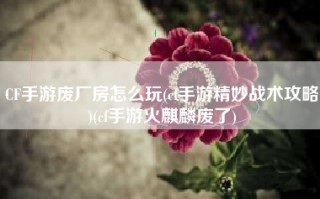 CF手游废厂房怎么玩(cf手游精妙战术攻略)(cf手游火麒麟废了)