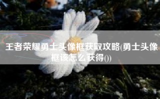 王者荣耀勇士头像框获取攻略(勇士头像框该怎么获得())