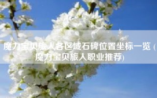 魔力宝贝旅人各区域石碑位置坐标一览 (魔力宝贝旅人职业推荐)