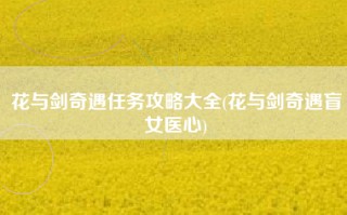 花与剑奇遇任务攻略大全(花与剑奇遇盲女医心)