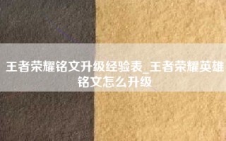 王者荣耀铭文升级经验表_王者荣耀英雄铭文怎么升级