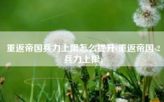 重返帝国兵力上限怎么提升(重返帝国s2兵力上限)