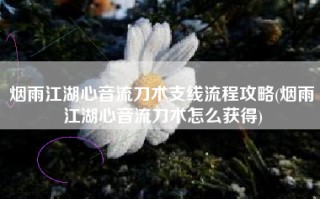 烟雨江湖心音流刀术支线流程攻略(烟雨江湖心音流刀术怎么获得)