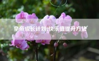 皇帝成长计划2快乐值提升方法