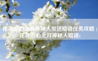 花亦山心之月神秘人发送暗语任务攻略 (花亦山心之月神秘人暗语)