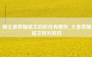 领王者荣耀铭文的软件有哪些_王者荣耀铭文碎片软件