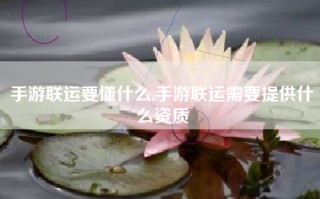 手游联运要懂什么,手游联运需要提供什么资质
