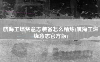 航海王燃烧意志装备怎么精炼(航海王燃烧意志官方版)