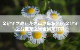 金铲铲之战巨龙之巢冰鸟怎么玩(金铲铲之战巨龙之巢金鳞龙阵容)