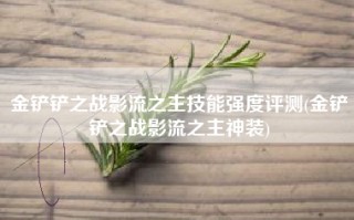 金铲铲之战影流之主技能强度评测(金铲铲之战影流之主神装)