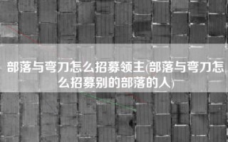 部落与弯刀怎么招募领主(部落与弯刀怎么招募别的部落的人)