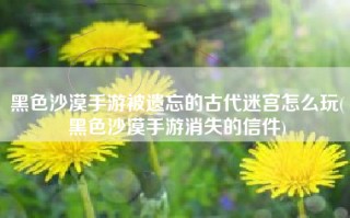 黑色沙漠手游被遗忘的古代迷宫怎么玩(黑色沙漠手游消失的信件)