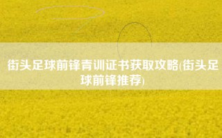 街头足球前锋青训证书获取攻略(街头足球前锋推荐)