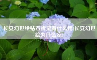 长安幻世绘钻石祈灵有什么用(长安幻世绘为什么凉)