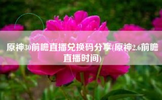 原神30前瞻直播兑换码分享(原神2.6前瞻直播时间)