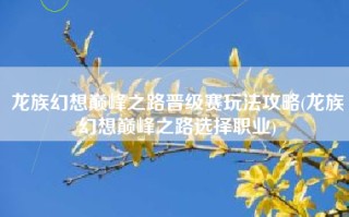 龙族幻想巅峰之路晋级赛玩法攻略(龙族幻想巅峰之路选择职业)