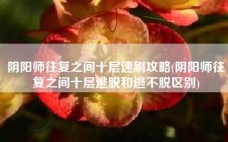 阴阳师往复之间十层速刷攻略(阴阳师往复之间十层逃脱和逃不脱区别)