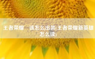 王者荣耀暃该怎么出装(王者荣耀新英雄暃怎么读)