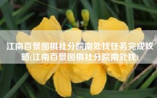 江南百景图棋社分院南处找任务完成攻略(江南百景图棋社分院南处找)