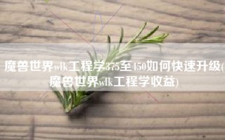 魔兽世界wlk工程学375至450如何快速升级(魔兽世界wlk工程学收益)