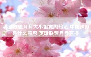 英雄联盟月月大小姐意思总览 中国速度是什么意思(英雄联盟月月直播)
