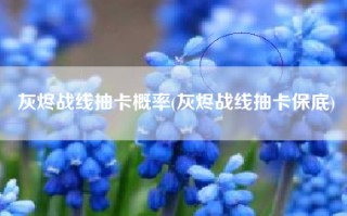 灰烬战线抽卡概率(灰烬战线抽卡保底)