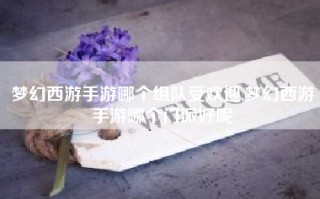 梦幻西游手游哪个组队受欢迎,梦幻西游手游哪个门派好呢