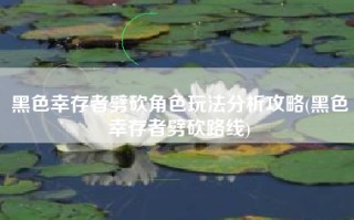 黑色幸存者劈砍角色玩法分析攻略(黑色幸存者劈砍路线)