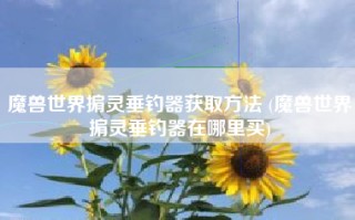 魔兽世界掮灵垂钓器获取方法 (魔兽世界掮灵垂钓器在哪里买)