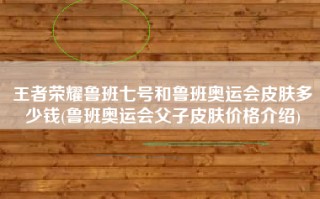 王者荣耀鲁班七号和鲁班奥运会皮肤多少钱(鲁班奥运会父子皮肤价格介绍)